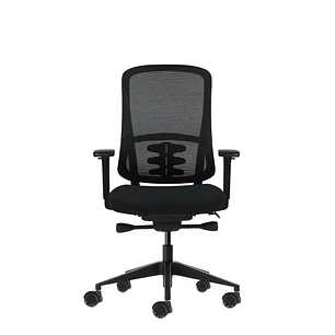Oqonos Cherg 021 Silla de Oficina Ergonomica con Mecanismo Autobalanceado, Reposabrazos 4D, Asiento Deslizable y Ruedas de Silicona - Negro