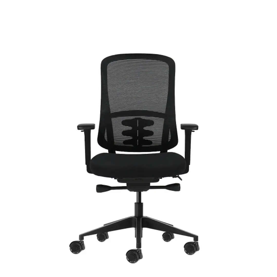 Oqonos Cherg 021 Silla de Oficina Ergonomica con Mecanismo Autobalanceado, Reposabrazos 4D, Asiento Deslizable y Ruedas de Silicona - Negro 1