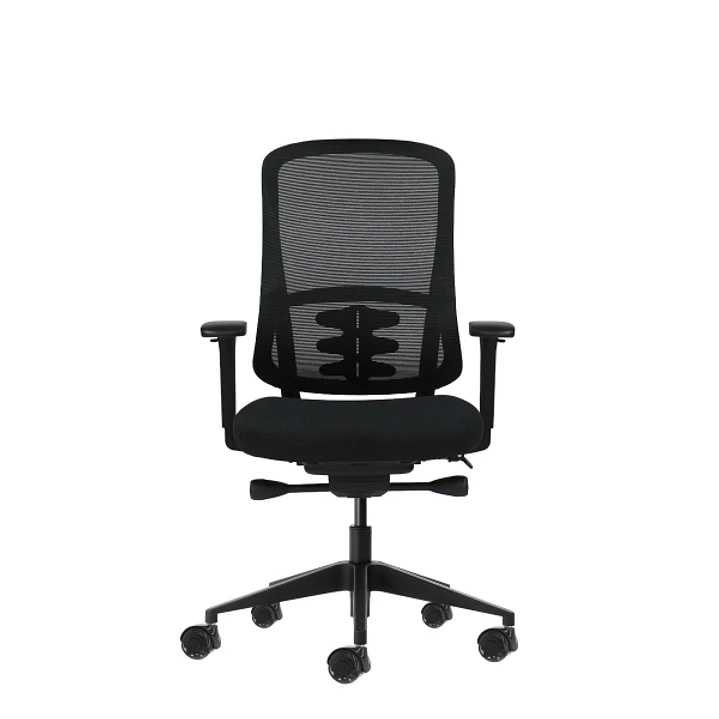Oqonos Cherg 021 Silla de Oficina Ergonomica con Mecanismo Autobalanceado, Reposabrazos 4D, Asiento Deslizable y Ruedas de Silicona - Negro 1