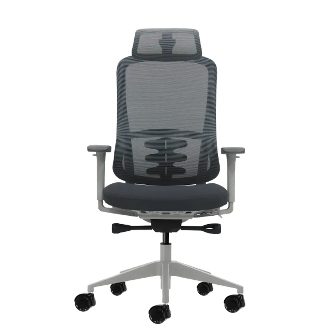 Oqonos Cherg 022 Silla de Oficina Ergonomica con Reposacabezas Cervical Ajustable, Mecanismo Autobalanceado, Reposabrazos 4D, Asiento Deslizable y Rue 1