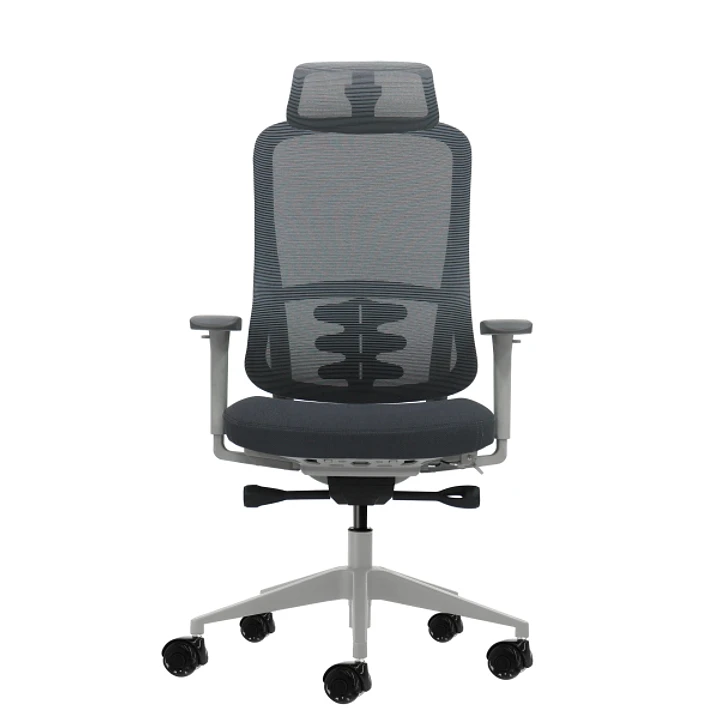 Oqonos Cherg 022 Silla de Oficina Ergonomica con Reposacabezas Cervical Ajustable, Mecanismo Autobalanceado, Reposabrazos 4D, Asiento Deslizable y Rue 1