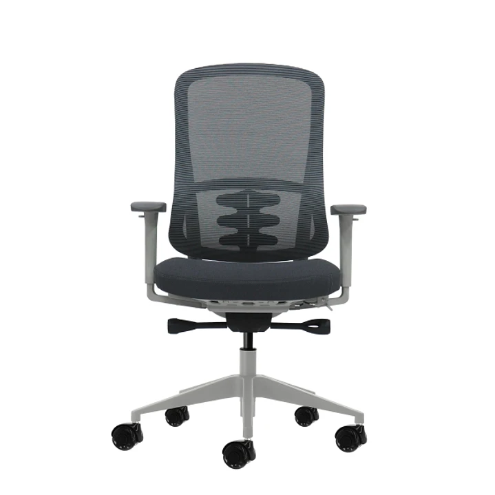 Oqonos Cherg 023 Silla de Oficina Ergonomica con Mecanismo Autobalanceado, Reposabrazos 4D, Asiento Deslizable y Ruedas de Silicona - Gris 1