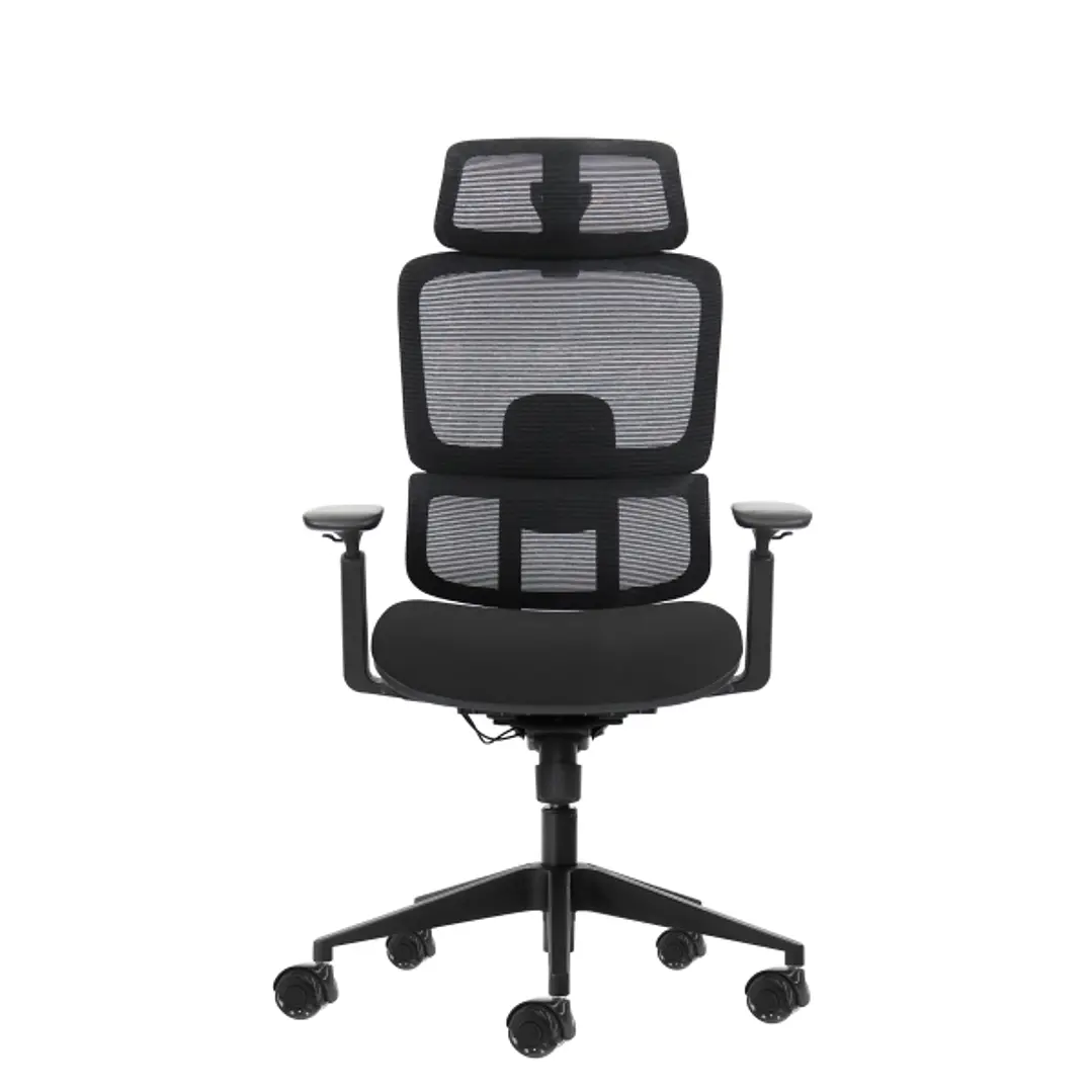 Oqonos Cherg 027 Silla de Oficina Ergonomica con Reposacabezas Cervical Ajustable, Respaldo y Asiento de Malla Elastica, Respaldo Regulable en Altura, 1