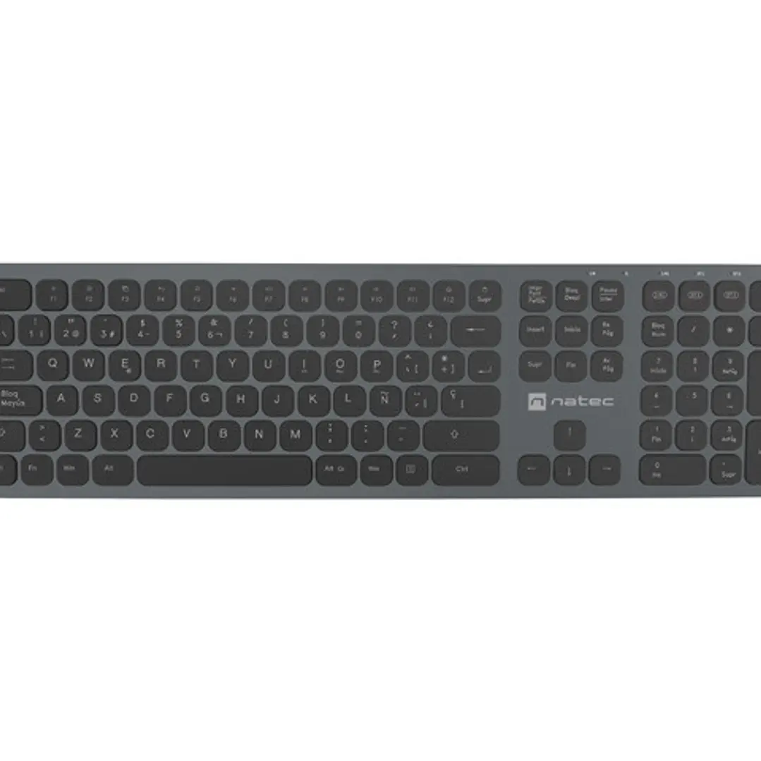 Natec Dolphin Teclado inalambrico Slim - Aluminio - Bluetooth + 2,4 Ghz - Switch X-Scissors - Color Negro 1