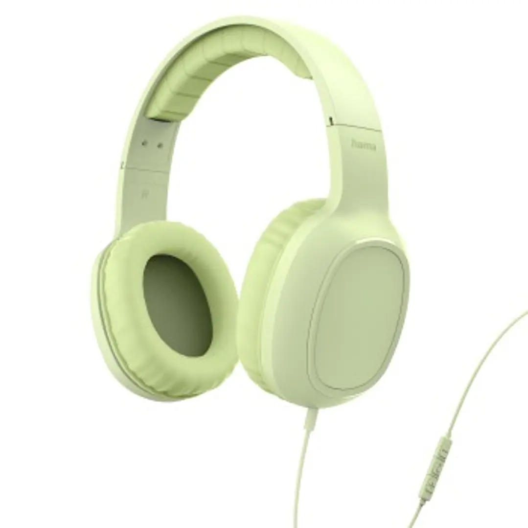 Hama Fun C Auriculares con Microfono Omnidireccional - Cable 1.2m - Diadema Ajustable - Almohadillas de Cuero - Color Verde 1