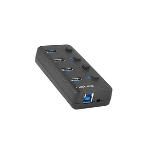 Natec Mantis 2 Hub USB - 4 Puertos USB 3.0 - On/Off Individual - Color Negro