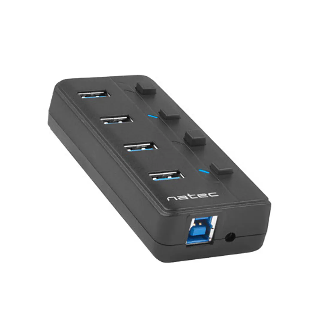 Natec Mantis 2 Hub USB - 4 Puertos USB 3.0 - On/Off Individual - Color Negro 1