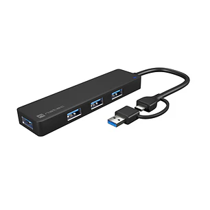 Natec Mayfly Hub USB-C - 4 Puertos USB 3.0 - Adaptador USB-C a USB-A - Color Negro
