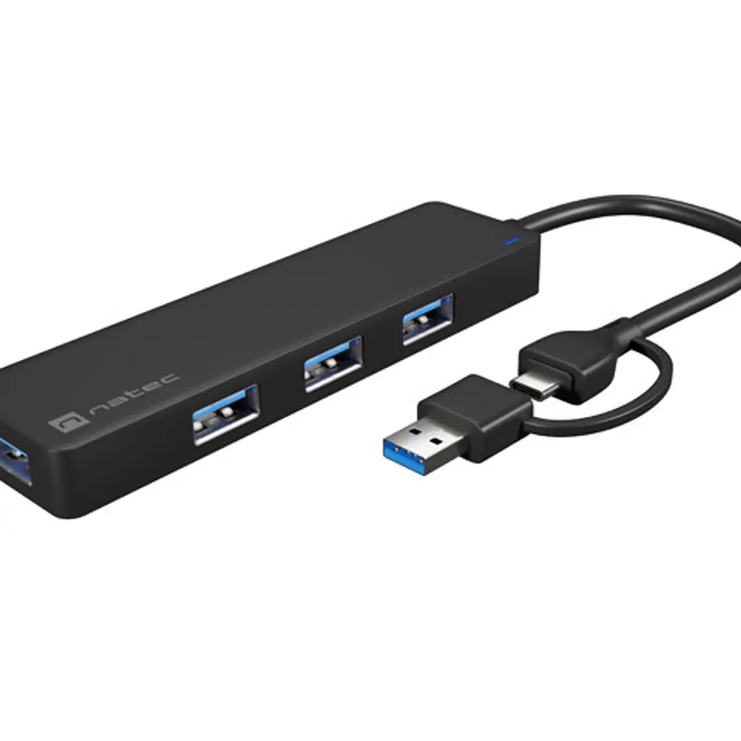 Natec Mayfly Hub USB-C - 4 Puertos USB 3.0 - Adaptador USB-C a USB-A - Color Negro 1