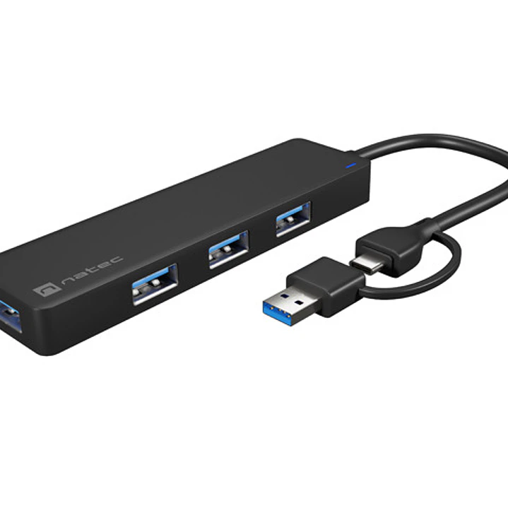 Natec Mayfly Hub USB-C - 4 Puertos USB 3.0 - Adaptador USB-C a USB-A - Color Negro 1