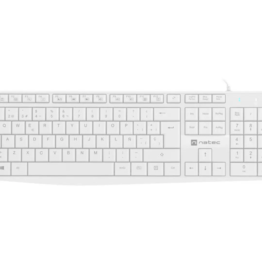 Natec Nautilus Teclado  Multimedia USB - 106 Teclas Membrana - Resistente a Salpicaduras - Color Blanco 1