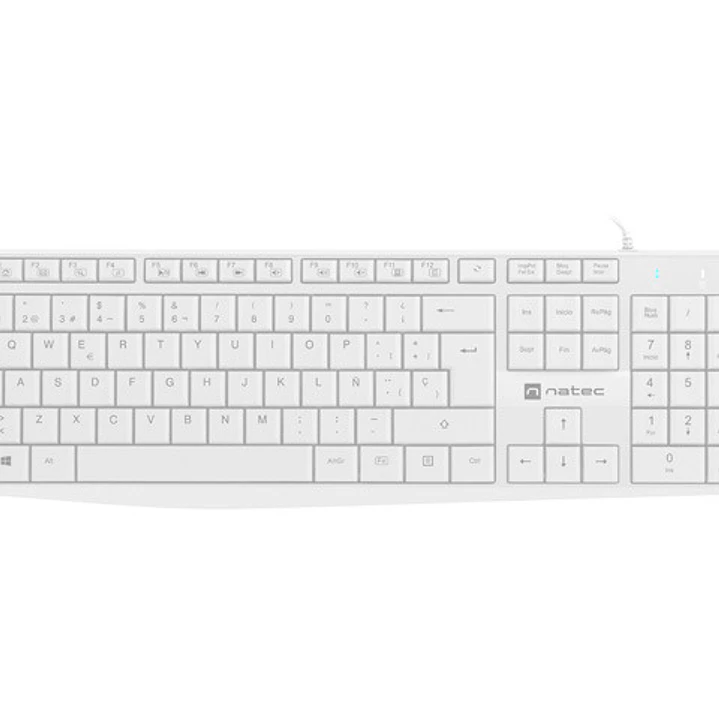 Natec Nautilus Teclado  Multimedia USB - 106 Teclas Membrana - Resistente a Salpicaduras - Color Blanco 1