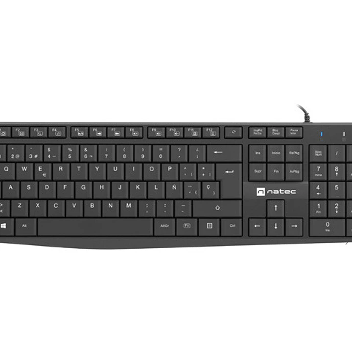 Natec Nautilus Teclado  Multimedia USB - 106 Teclas Membrana - Resistente a Salpicaduras - Color Negro 1