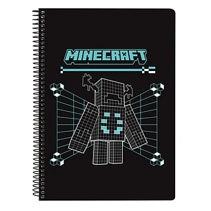 Safta Minecraft Screen Libreta con Espiral - Formato Cuarto - 80 Hojas de 80g/m2 - Cuadricula 4x4mm - Tapas Duras Glasofonadas - 15.5x22x1cm - Color N
