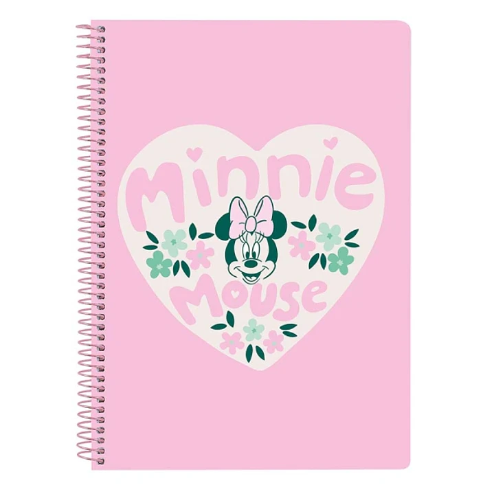 Safta Minnie Mouse Minty Libreta con Espiral - Formato Cuarto - 80 Hojas de Papel 80g/m2 - Cuadriculas 4x4mm - Tapas Duras Glasofonadas - Margen Later 1