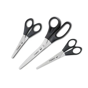 Dahle Home Pack de 3 Tijeras de Acero Inoxidable 13, 15 y 20cm - Hojas Afiladas - Mangos en Plastico ABS - Color Negro