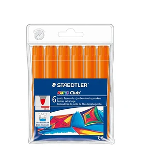 Staedtler Noris Jumbo 340 Pack de 6 Rotuladores Jumbo - Punta de Fibra - Trazo 3mm - Tapa Ventilada - Color Naranja