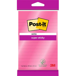 Post-It Super Sticky Bloc de 45 Notas Adhesivas Reposicionables - Forma Rectangular - 101x152mm - Color Rosa