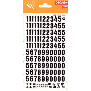 Apli Numeros Transferibles - 12mm - Facil Aplicacion - Negros Intensos - 133 Caracteres - Negro