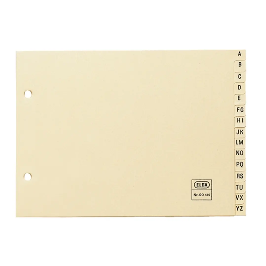 Elba Indice Alfabetico Formato 4º Apaisado 15 AZ - Cartulina de 180gr - Organizacion Alfabetica - Resistente y Duradero - Color Beige 1