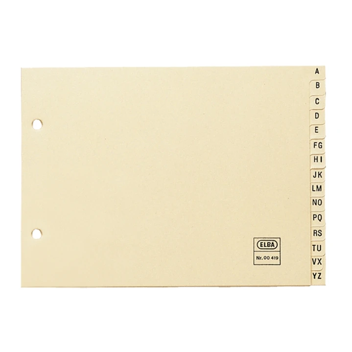 Elba Indice Alfabetico Formato 4º Apaisado 15 AZ - Cartulina de 180gr - Organizacion Alfabetica - Resistente y Duradero - Color Beige 1