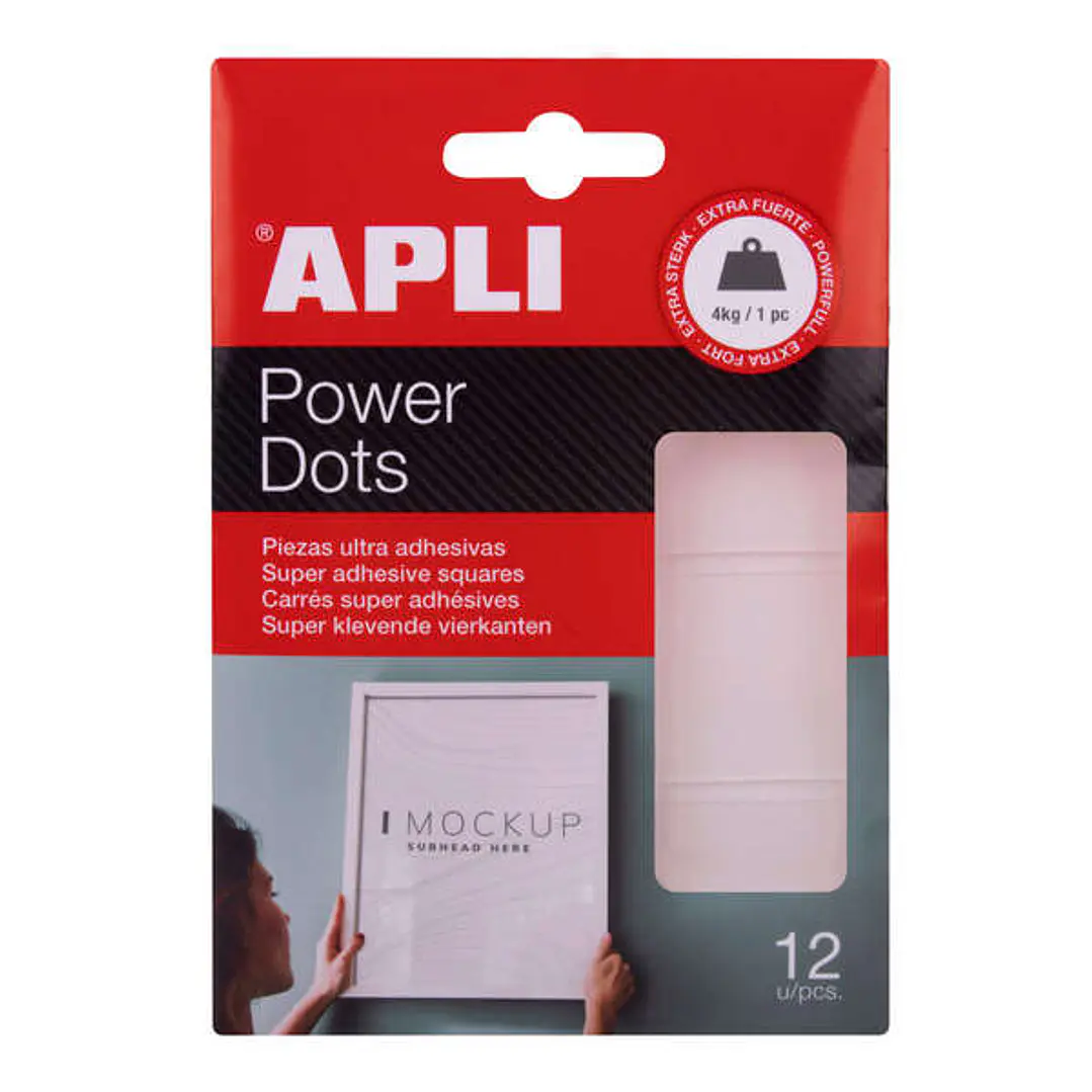 Apli Power Dots Pack de 12 Unidades - Ultra Adhesivas de Doble Cara - Adhesivo Removible - Blanco 1