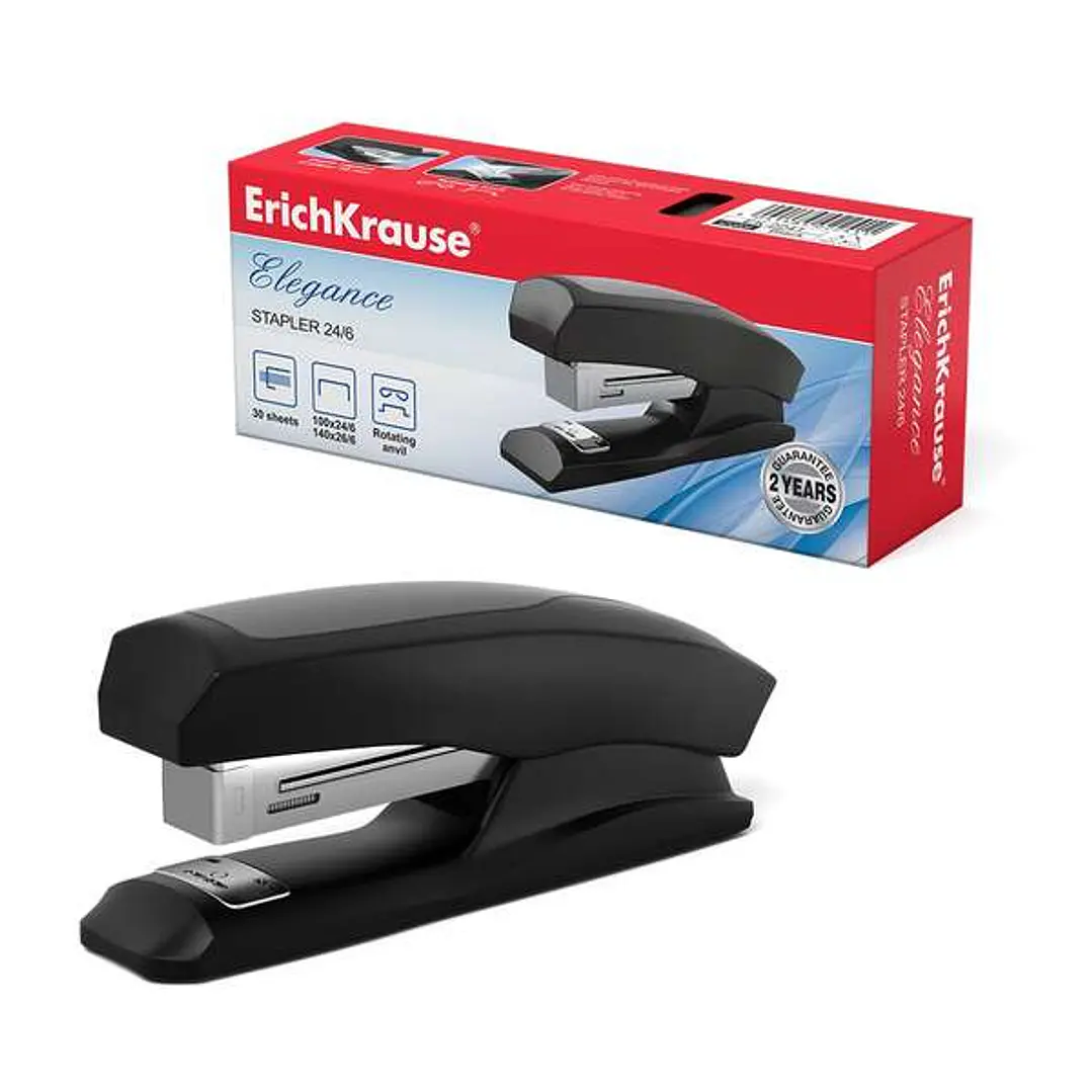 Erichkrause Elegance Half-Strip Grapadora de Sobremesa - Grapa hasta 30 Hojas - Grapado Abierto y Cerrado - Admite Grapas 24/6 y 26/6 - Resistente a G 1