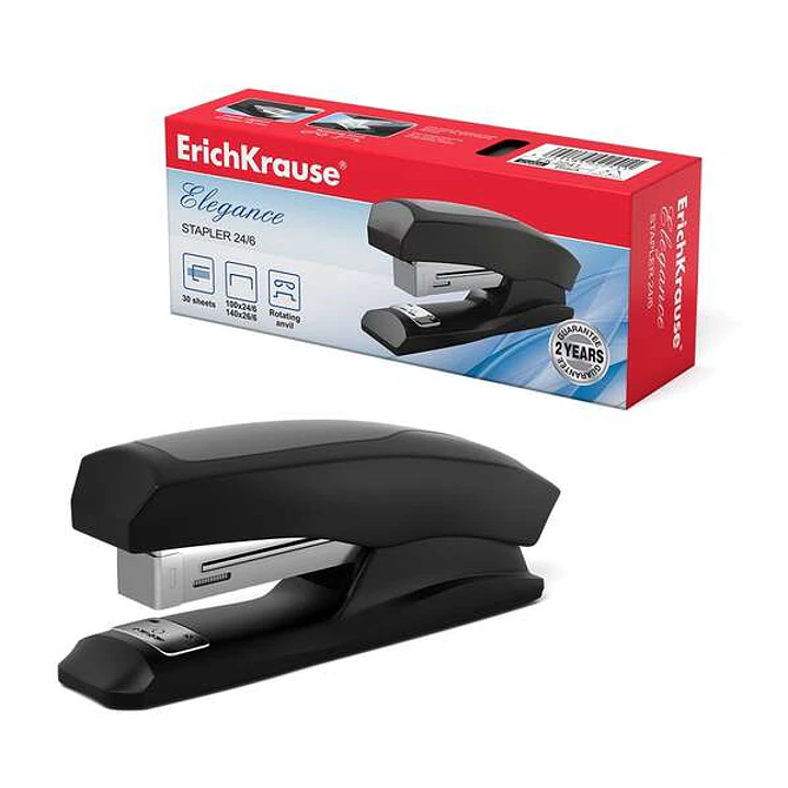 Erichkrause Elegance Half-Strip Grapadora de Sobremesa - Grapa hasta 30 Hojas - Grapado Abierto y Cerrado - Admite Grapas 24/6 y 26/6 - Resistente a G 1
