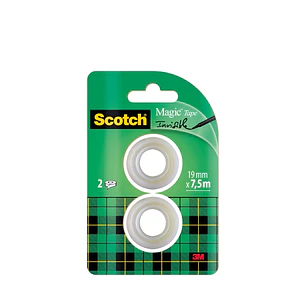 Scotch Magic Pack de 2 Cintas Adhesivas Invisible - Recambio - 19mm x 7.5m - Color Transparente