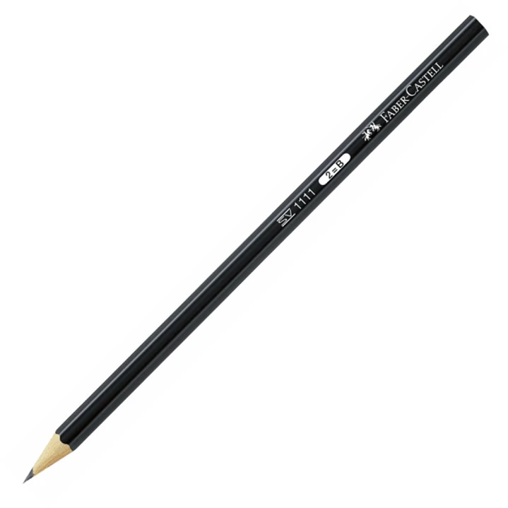Faber-Castell Castell 1111 Lapiz de Grafito 2B - Mina Resistente a la Rotura - Cuerpo con Acabado en Negro 1