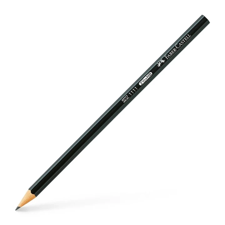 Faber-Castell Castell 1111 Lapiz de Grafito HB - Mina Resistente a la Rotura - Cuerpo con Acabado en Negro 1