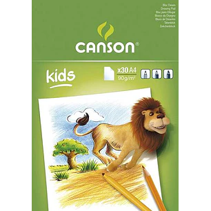 Canson Kids Dibujo Bloc Encolado de 30 Hojas A4 - 21x29.7cm - 90g - Color Blanco