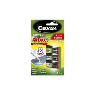 Cegasa Power Glue Pack de 3 Pegamentos Instantaneos 1gr - Color Transparente