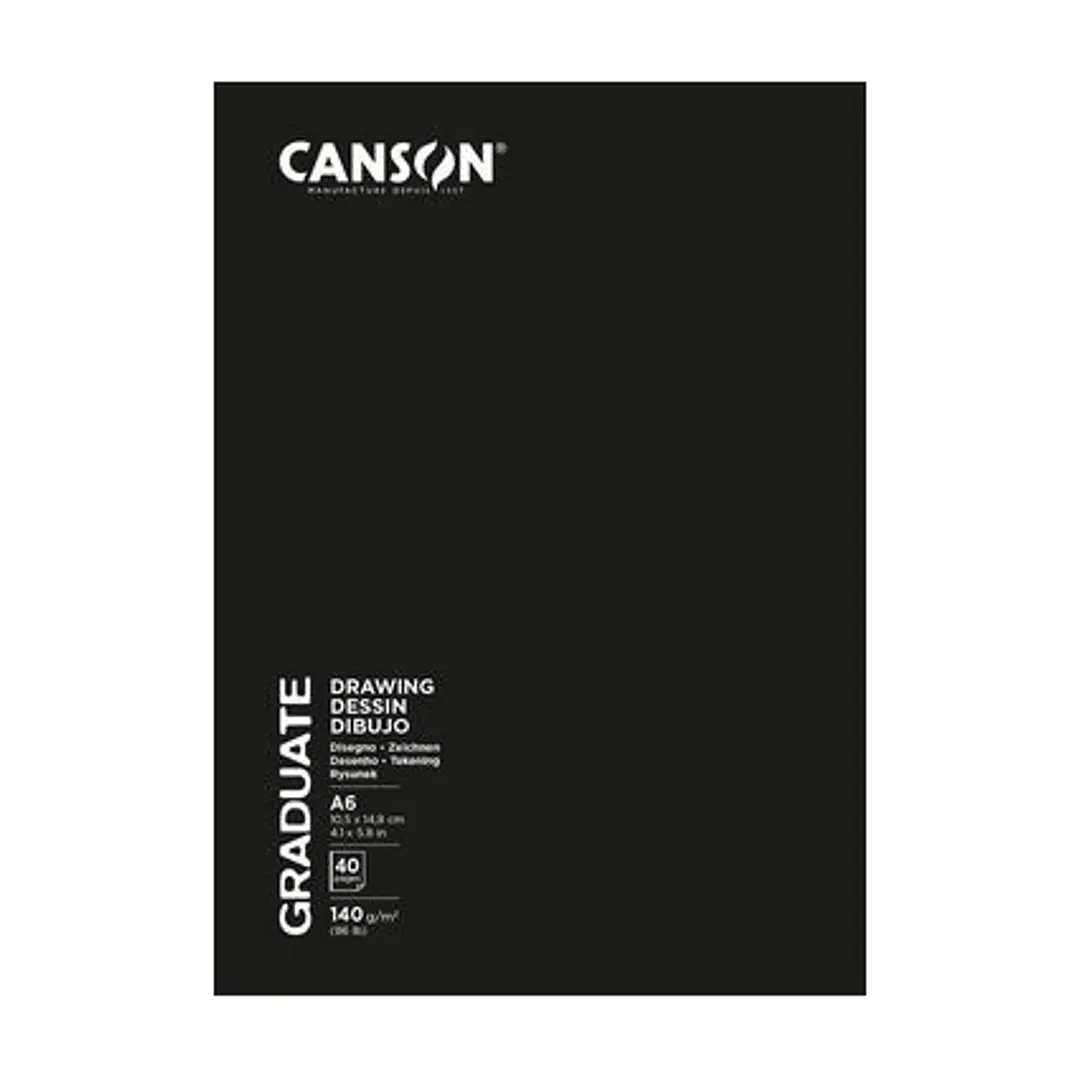 Canson Graduate Dibujo y Esbozo Cuaderno Grapado con 20 Hojas A5 - 140g - Grano Fino - Color Blanco 1
