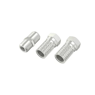 Hama Essential Set de Adaptadores para Cable de Antena - 2 Conectores F Hembra - Union Conector F Macho Macho - Color Plata