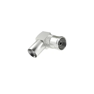 Hama Essential Adaptador Coaxial Acodado - 90º - Coaxial Hembra - Coaxial Macho - Color Plata