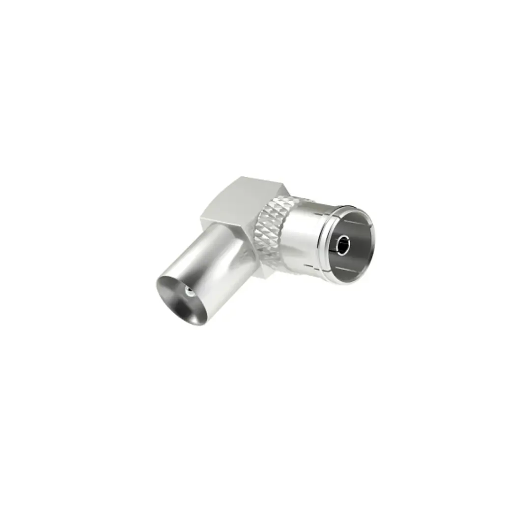 Hama Essential Adaptador Coaxial Acodado - 90º - Coaxial Hembra - Coaxial Macho - Color Plata 1