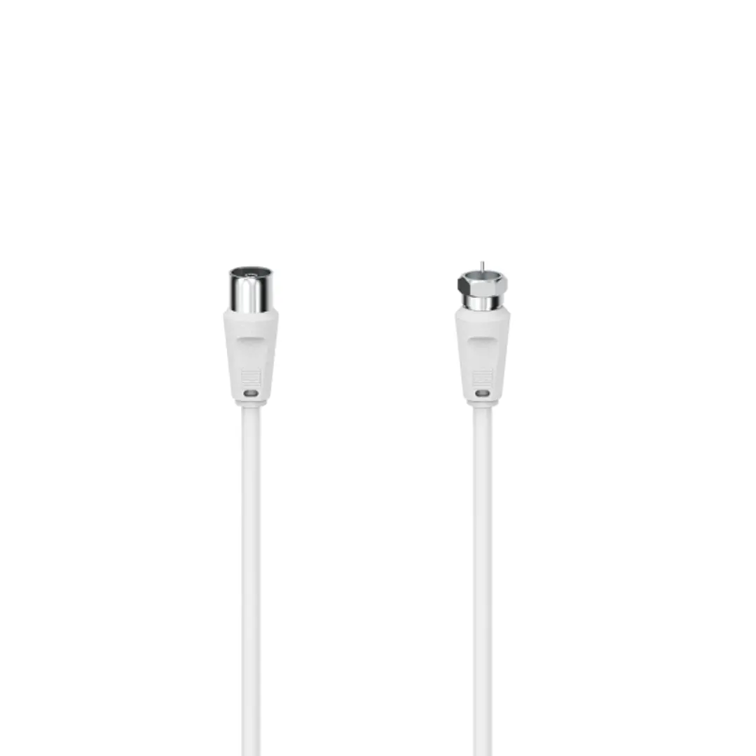 Hama Cable de Antena - Longitud 1.5m - Conector F Macho - Conector Coaxial Hembra - Color Blanco 1