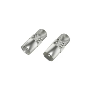Hama Essential Set de Adaptadores para Cable de Antena - Coaxial Hembra a F Hembra - Coaxial Macho a F Hembra - Color Plata