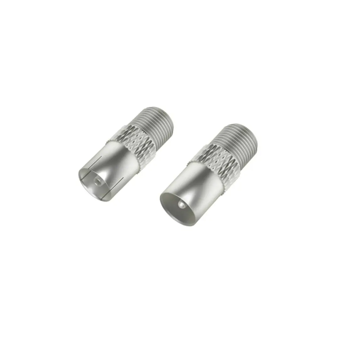 Hama Essential Set de Adaptadores para Cable de Antena - Coaxial Hembra a F Hembra - Coaxial Macho a F Hembra - Color Plata 1