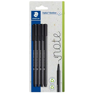 Staedtler Triplus Fineliner 334 Pack de 4 Rotuladores de Punta Fina - Trazo de 0.3mm aprox. - Tinta Antisecado a Base de Agua - Carcasa Fabricada en u