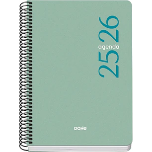 Dohe Esencial Agenda Escolar 25/26 Espiral A5 - Semana Vista - Papel 70g/m2 - Cubierta en Polipropileno - Color Verde