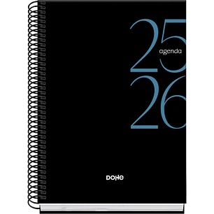 Dohe System Agenda Escolar 25/26 Espiral A5 - Semana Vista - Papel 70g/m2 - Cubierta de Carton Plastificado - Color Negro