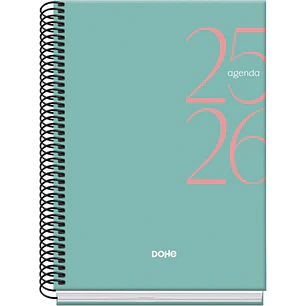 Dohe System Agenda Escolar 25/26 Espiral A5 - Semana Vista - Papel 70g/m2 - Cubierta de Carton Plastificado - Color Verde