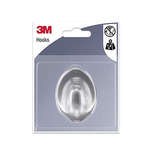 3M Gancho Adhesivo Ovalado - Formato L - Soporta hasta 1.2kg - Color Gris Metalizado