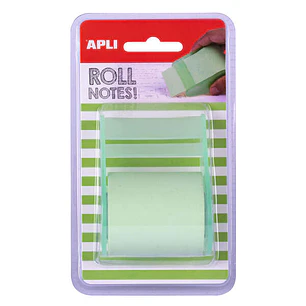 Apli Rollo Dispensador de Nota Adhesiva 50mm x 8m - Facil de Usar - Adhesivo de Calidad - Practico y Portatil - Verde Pastel