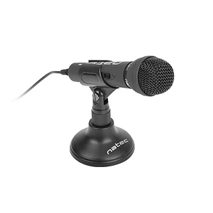 Natec Adder Microfono Omnidireccional de Sobremesa - Base tipo Tripode - Sensibilidad de -55dB - Color Negro