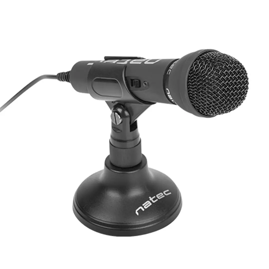 Natec Adder Microfono Omnidireccional de Sobremesa - Base tipo Tripode - Sensibilidad de -55dB - Color Negro 1