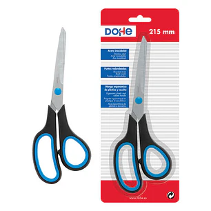 Dohe Tijeras de Acero Inoxidable - Puntas Redondeadas - Mango Ergonomico de Plastico y Caucho - Blister Individual
