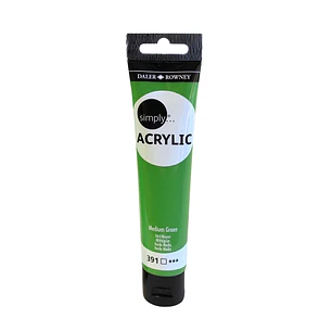 Daler Rowney Simply Pintura Acrilica - Tubo de Plastico - 75ml - Color Verde Medio